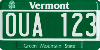 VT license plate OUA123
