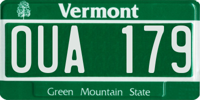 VT license plate OUA179