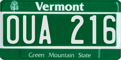 VT license plate OUA216