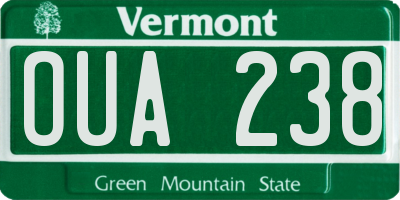 VT license plate OUA238
