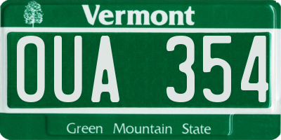 VT license plate OUA354