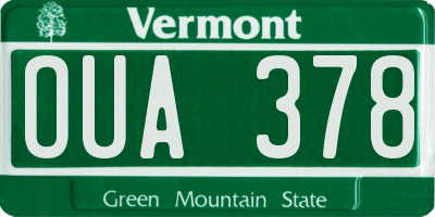 VT license plate OUA378