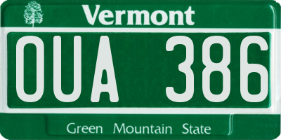 VT license plate OUA386