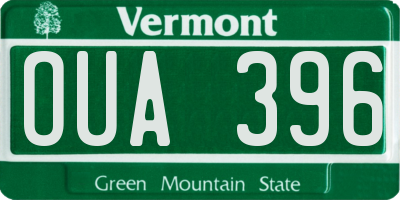 VT license plate OUA396