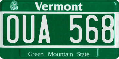 VT license plate OUA568