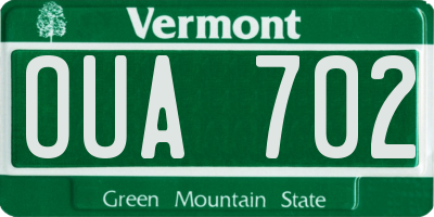VT license plate OUA702