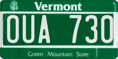VT license plate OUA730