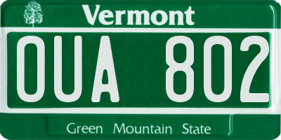 VT license plate OUA802