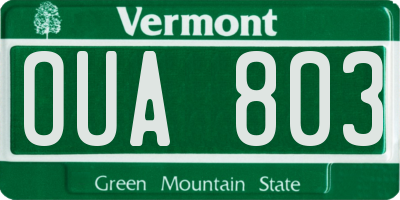 VT license plate OUA803