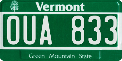 VT license plate OUA833