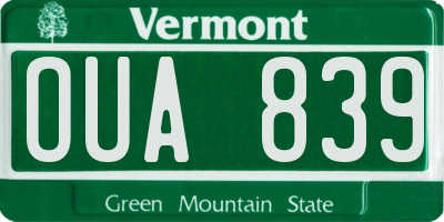 VT license plate OUA839