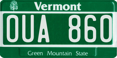 VT license plate OUA860