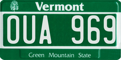 VT license plate OUA969