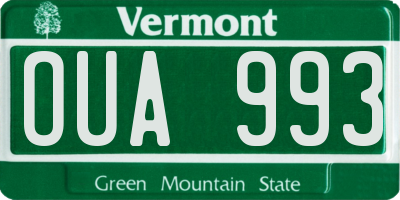 VT license plate OUA993
