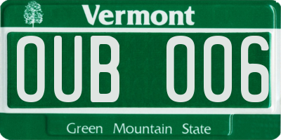 VT license plate OUB006
