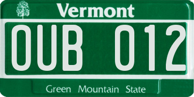 VT license plate OUB012