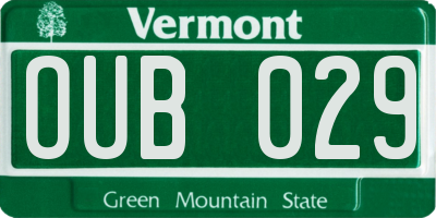 VT license plate OUB029