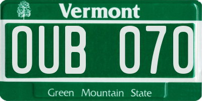 VT license plate OUB070