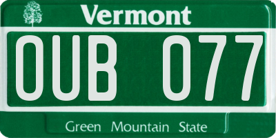 VT license plate OUB077