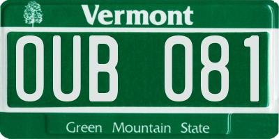VT license plate OUB081