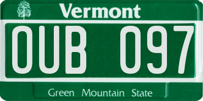 VT license plate OUB097
