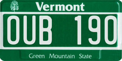 VT license plate OUB190