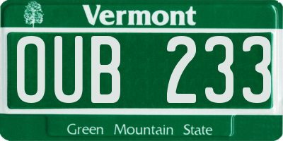 VT license plate OUB233