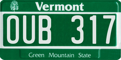 VT license plate OUB317
