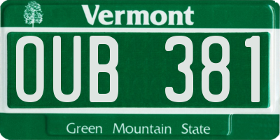 VT license plate OUB381