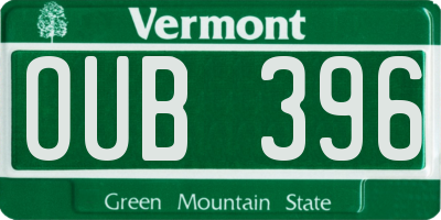 VT license plate OUB396