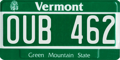 VT license plate OUB462