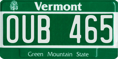 VT license plate OUB465