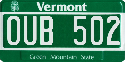 VT license plate OUB502