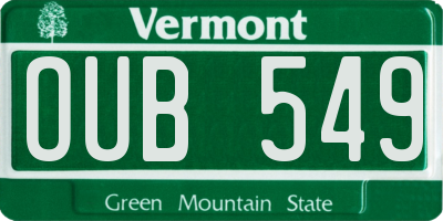 VT license plate OUB549