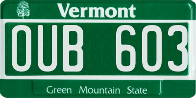 VT license plate OUB603