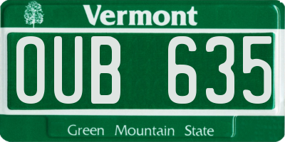 VT license plate OUB635