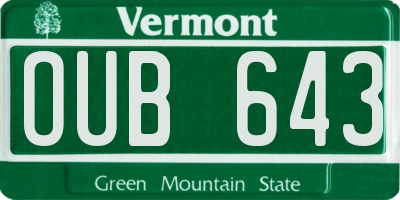 VT license plate OUB643