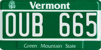 VT license plate OUB665