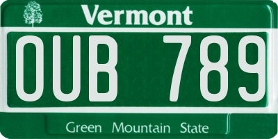 VT license plate OUB789