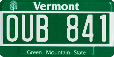 VT license plate OUB841