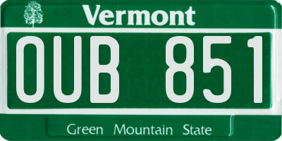 VT license plate OUB851