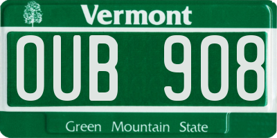 VT license plate OUB908