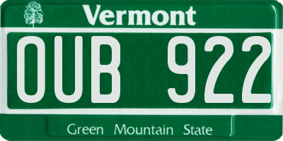 VT license plate OUB922