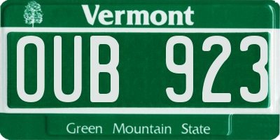 VT license plate OUB923