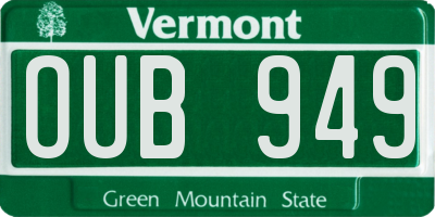VT license plate OUB949