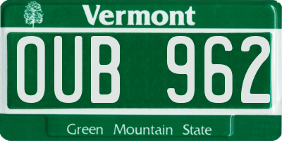VT license plate OUB962