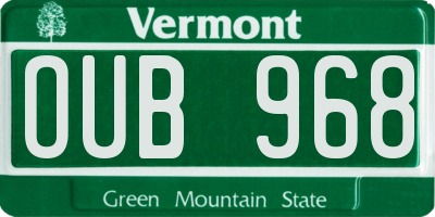 VT license plate OUB968