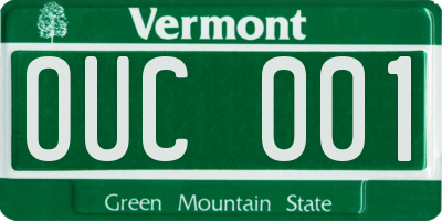 VT license plate OUC001