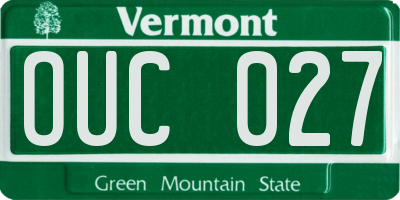 VT license plate OUC027