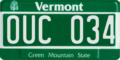 VT license plate OUC034